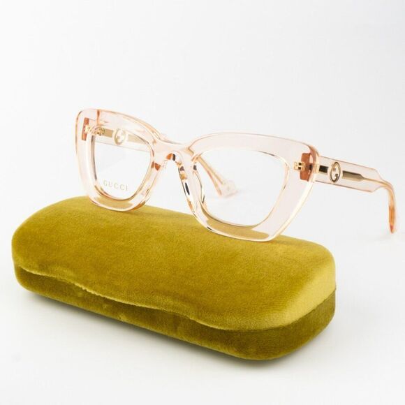NEW Gucci GG1555O 003 Orange Nude Demo Women Cat Eye Eyeglasses GG 1555O - Picture 1 of 12